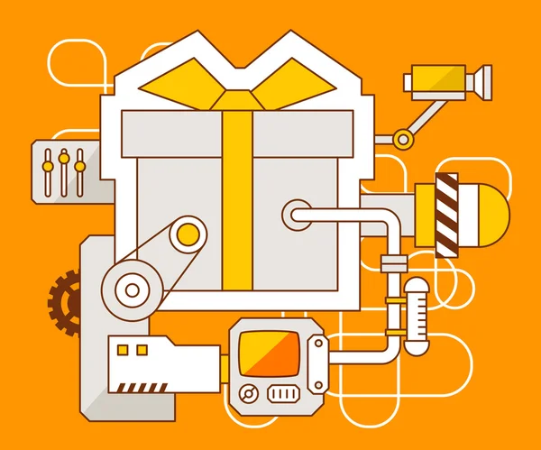 El mecanismo de la caja de regalo con — Vector de stock