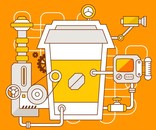 The mechanism of coffee. — Stock Vector