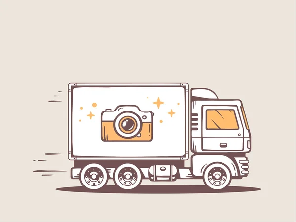無料で写真を提供する高速トラックのベクトル イラスト来た — ストックベクタ