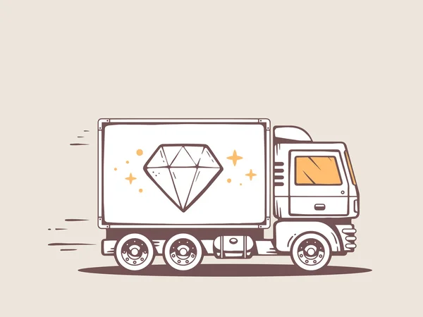 Truck free and fast delivering diamond — Stock Vector