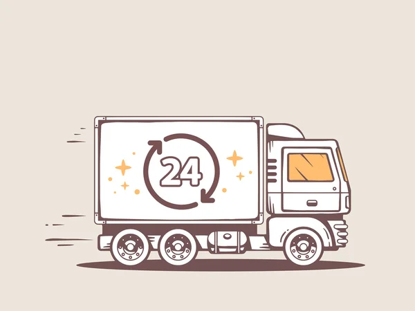 Livraison rapide et gratuite par camion 24 h — Image vectorielle
