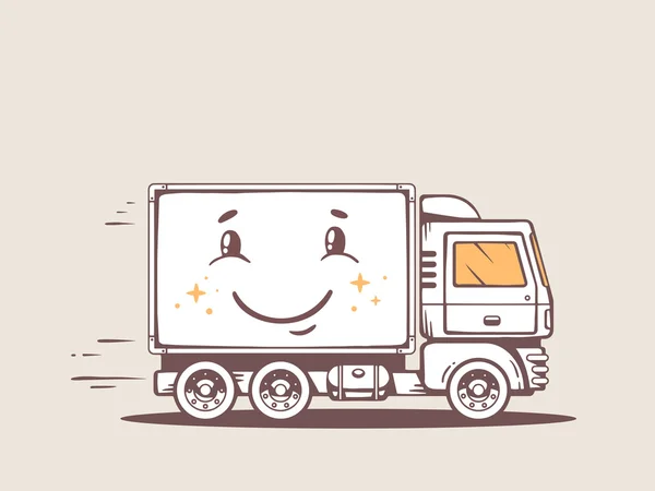 Caminhão livre e rápido entregando sorriso — Vetor de Stock