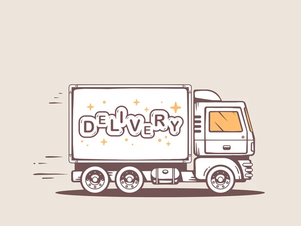 Truck free and fast delivering lettering — Stock Vector