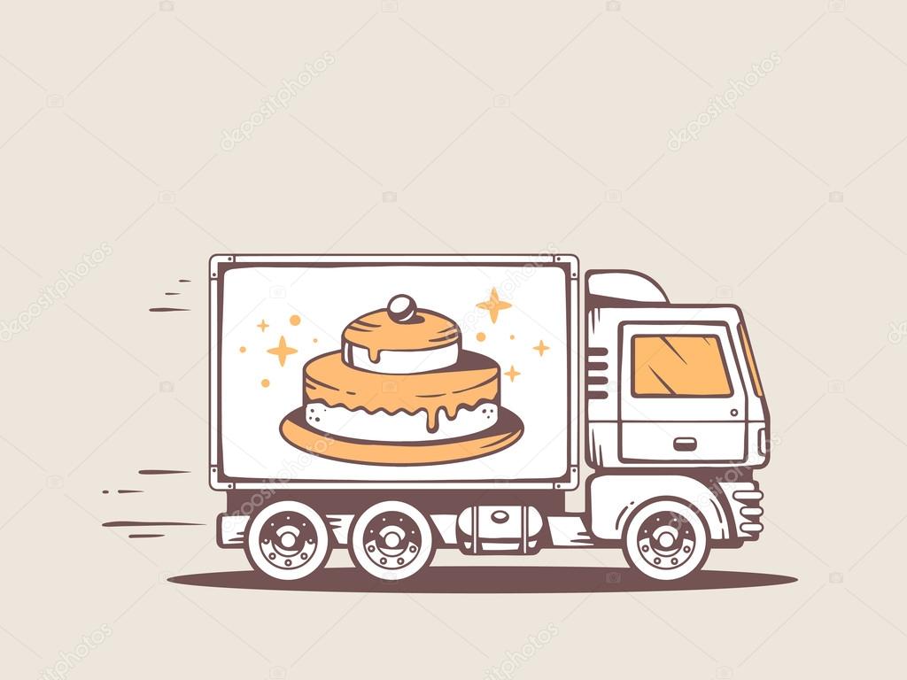Truck free and fast delivering cake