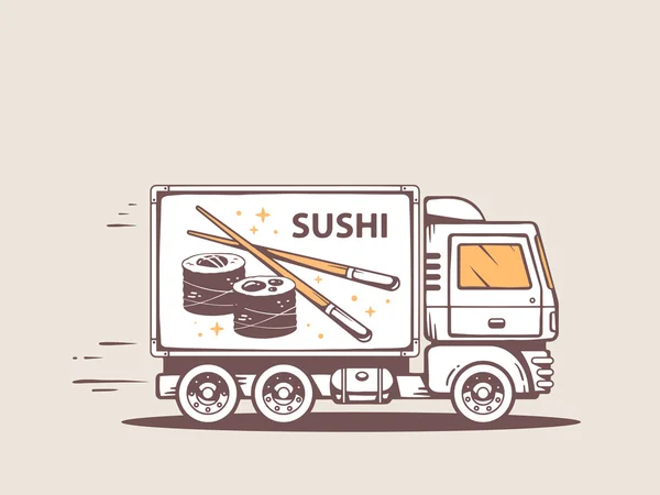 Delivering sushi — Stock Vector