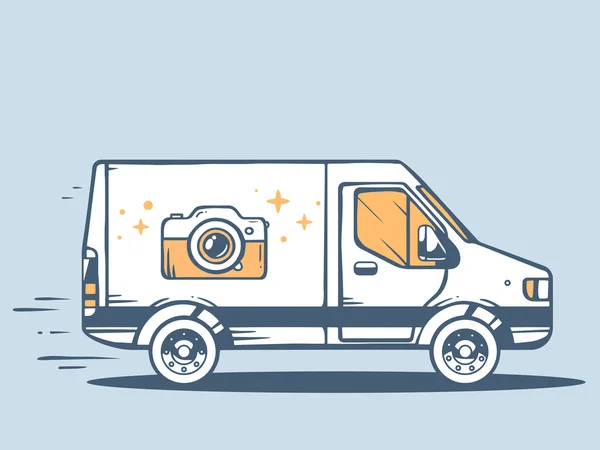 Delivering photo camera — Stock Vector