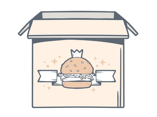 Boîte ouverte avec grand hamburger — Image vectorielle