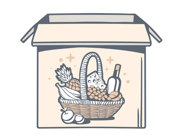 Cesta de comida icono — Vector de stock