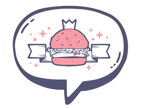 Pratbubbla med rosa burger — Stock vektor