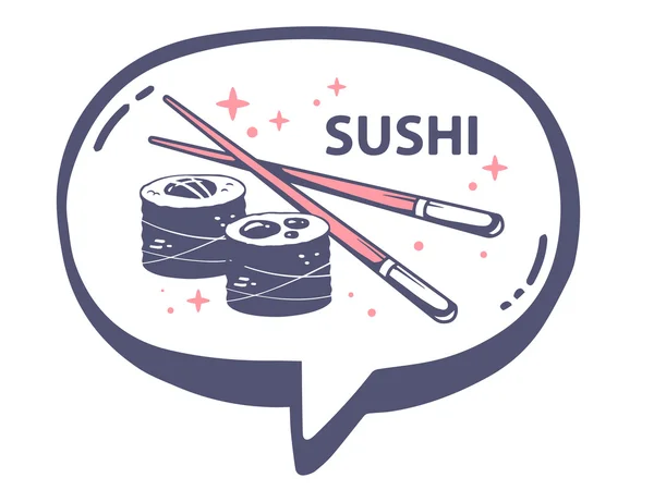 Bolha de fala com conjunto de sushi —  Vetores de Stock