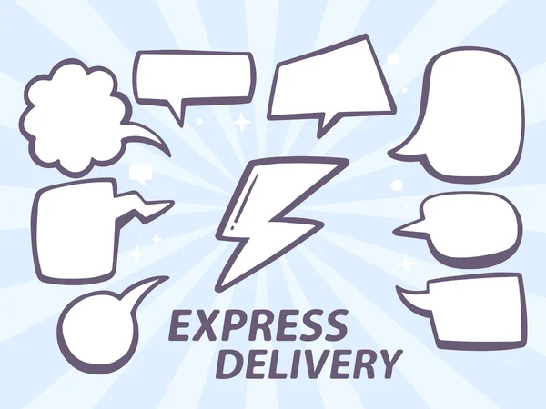 Express delivery with speech bubbles — Stock Vector