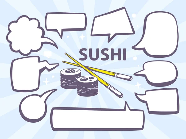 Sushi with speech bubbles — Stock Vector