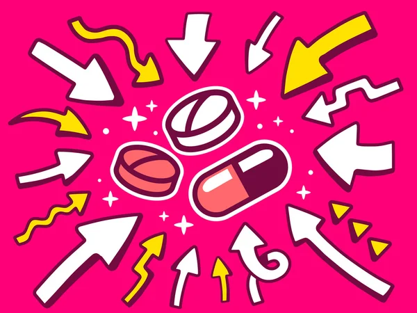 维生素和药片的图标 — 图库矢量图片