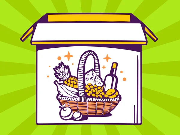 Basket with food — Stock Vector