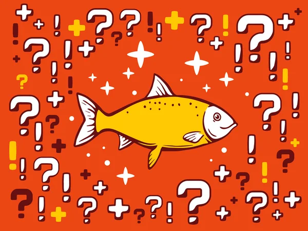 Poisson sur fond motif rouge — Image vectorielle