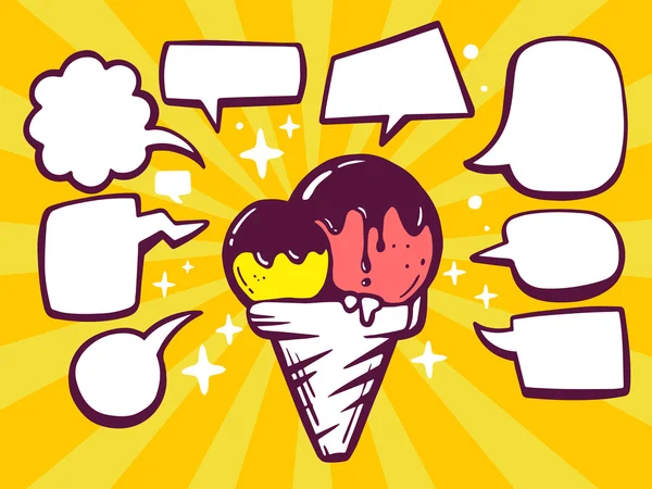 Ice cream with speech  bubbles — Stock Vector