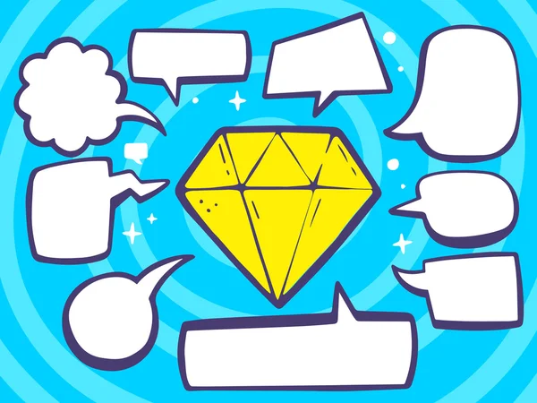 Diamante com bolhas de fala — Vetor de Stock
