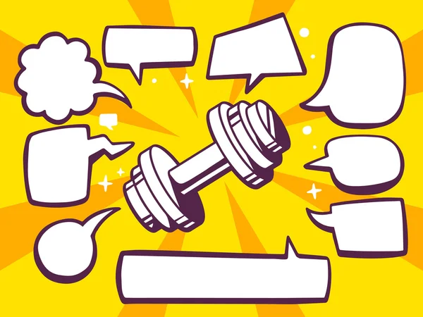 Dumbbell with speech bubbles — Stock Vector