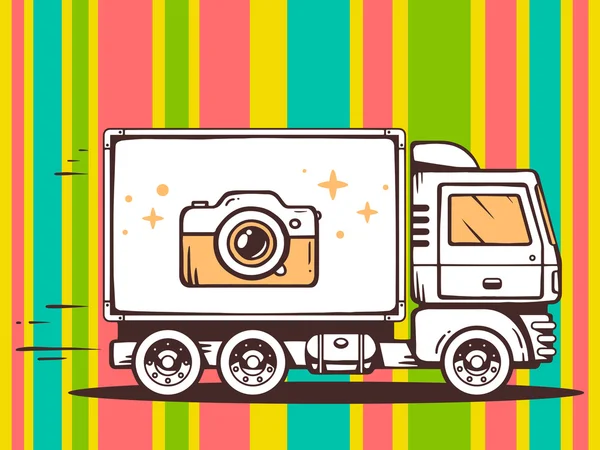 Fast delivering photo camera — Stock Vector