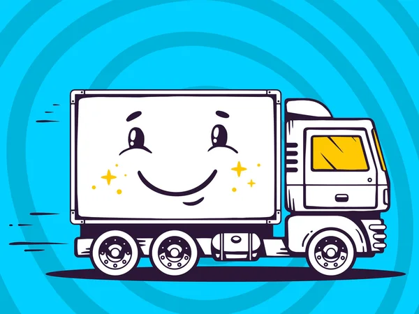 Camion souriant et livraison rapide — Image vectorielle