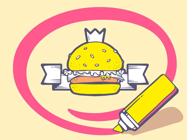 Cerchio intorno hamburger — Vettoriale Stock