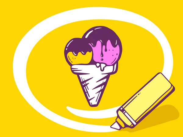 Circle around ice cream — Stock Vector