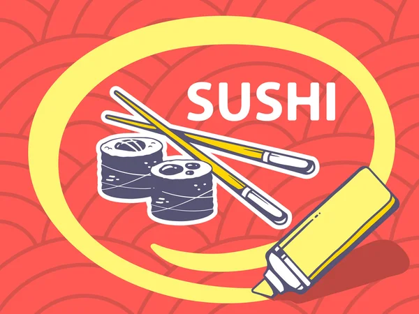 Círculo em torno de sushi — Vetor de Stock