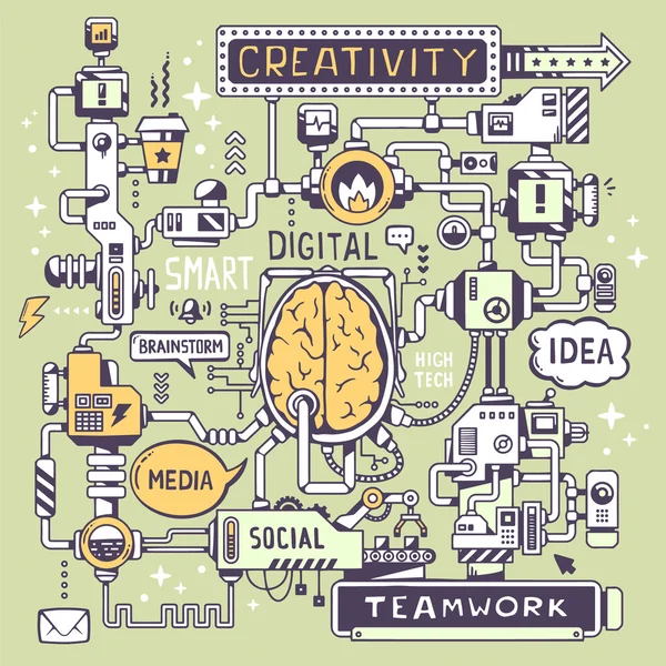 Trabajo modelo de un centro cerebral — Vector de stock