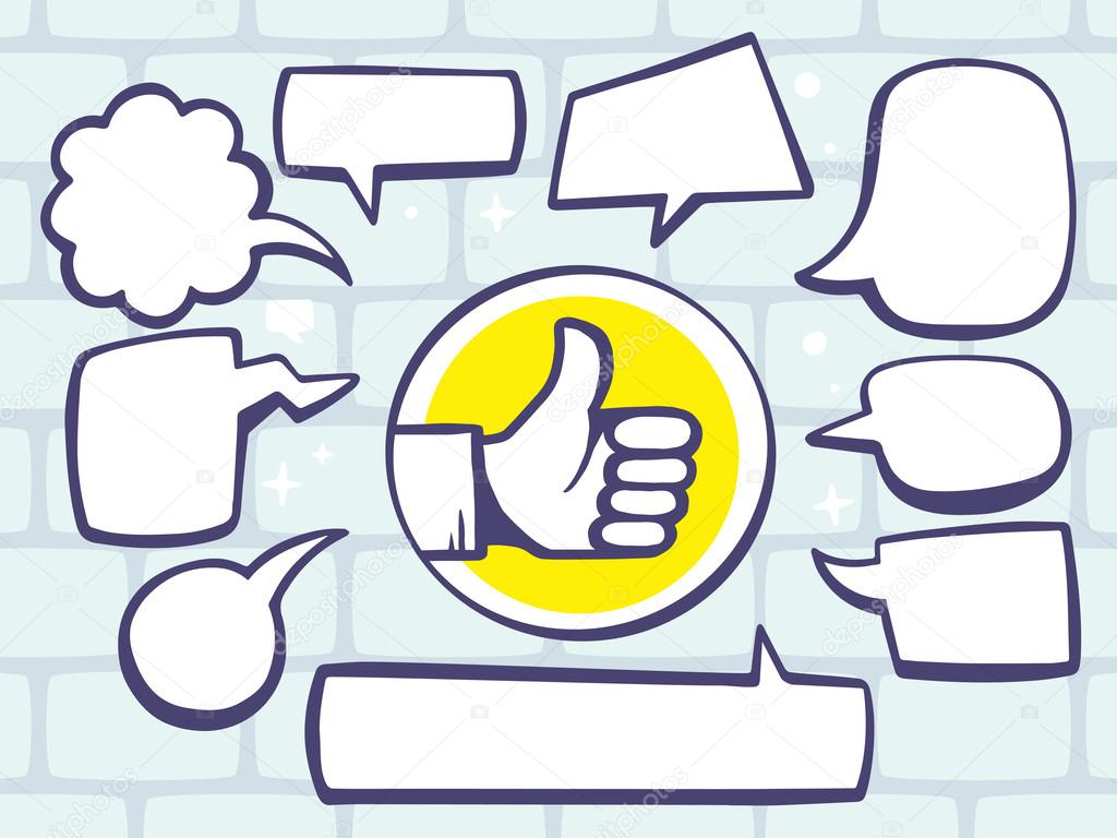 Thumb up with speech  bubbles