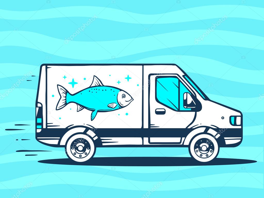 Van and fast delivering fish