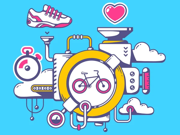 Mécanisme avec vélo — Image vectorielle