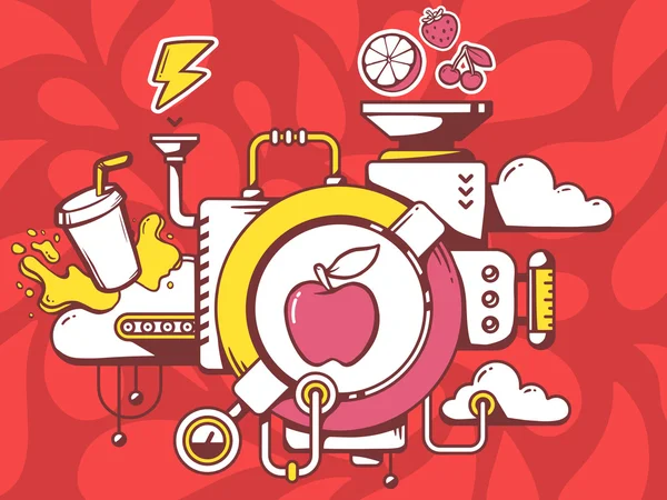 Mechanismus mit Apfel — Stockvektor