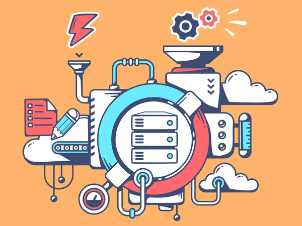 Mechanismus práce serveru — Stockový vektor