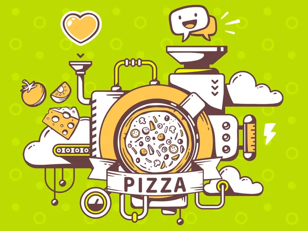 Mecanismo para hacer pizza — Vector de stock