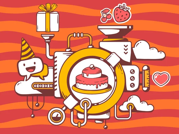 Mecanismo para cocinar pastel — Vector de stock