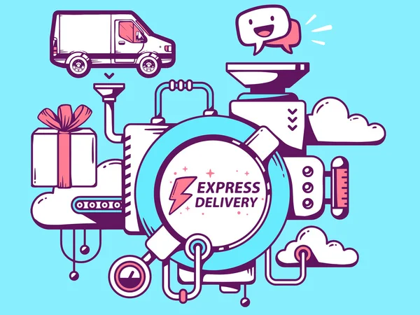 Mechanism express delivery — Stock Vector