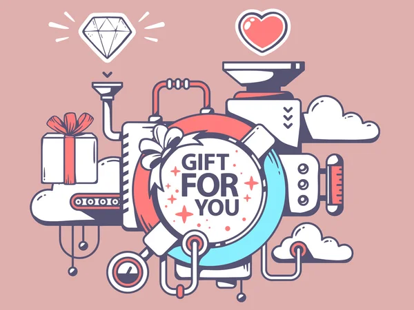 Mechanism to make gift — Stock Vector