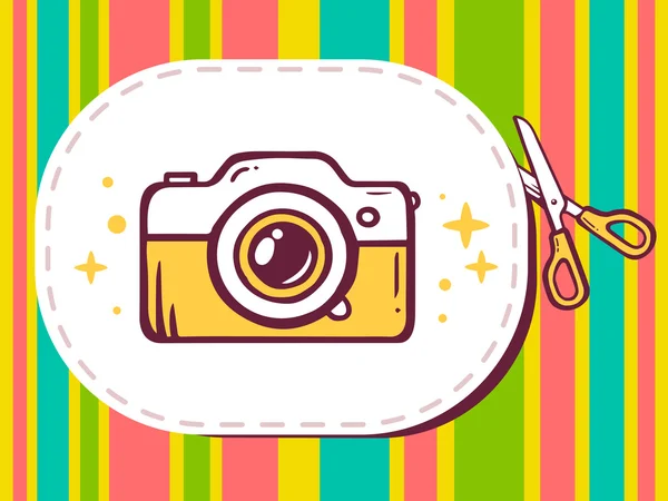 Sticker met pictogram van fotocamera — Stockvector