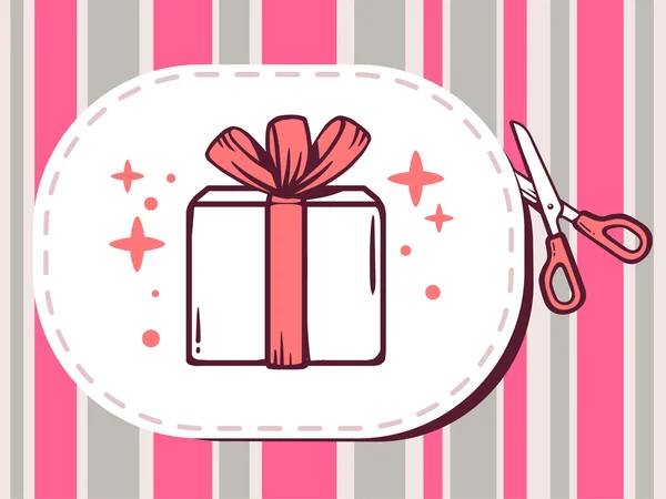 Sticker met pictogram van de doos van de gift — Stockvector