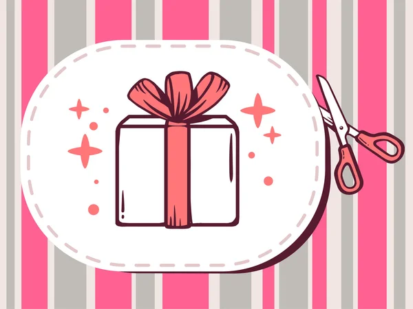 Pegatina con icono de caja de regalo — Vector de stock