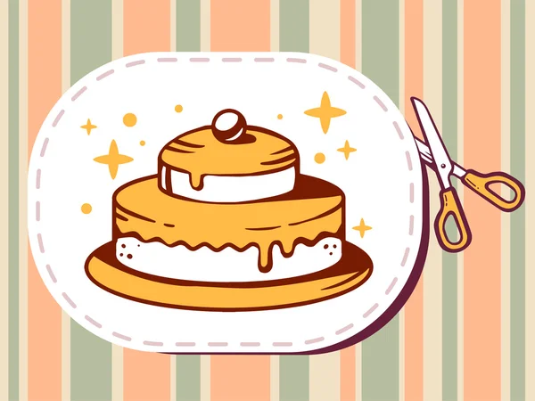 Sticker met pictogram van cake — Stockvector