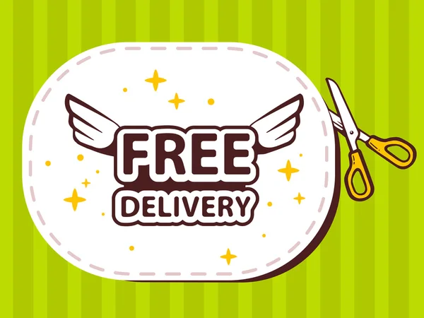 Sticker with icon of free delivery — Stock Vector