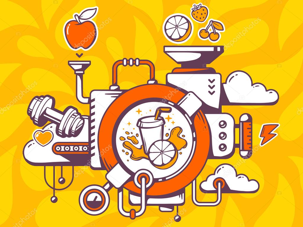 Mechanism with fresh fruit juice