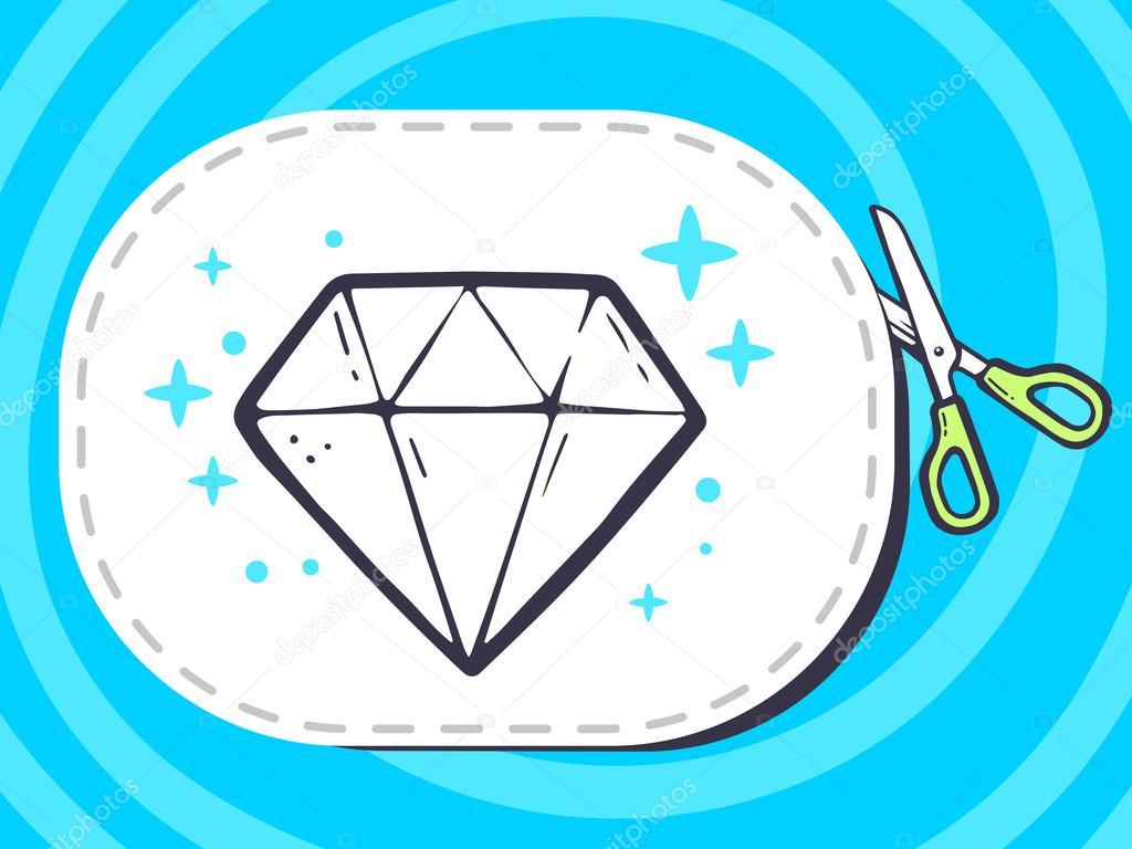 Sticker with icon of diamond
