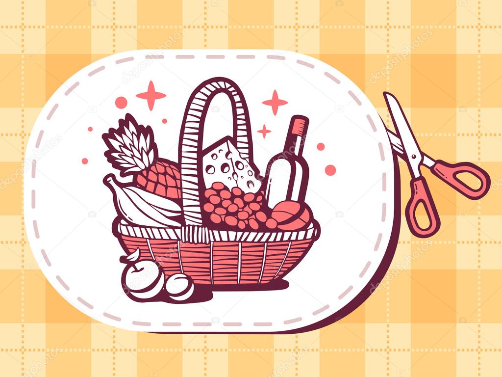Sticker with icon of basket