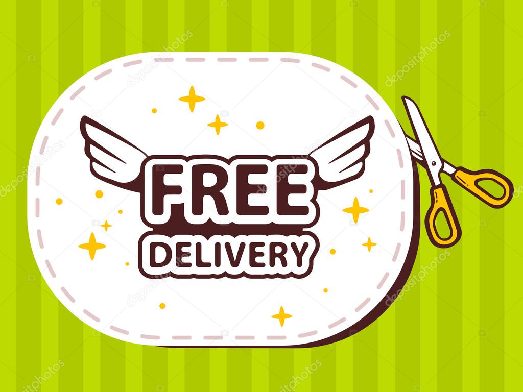 Sticker with icon of free delivery