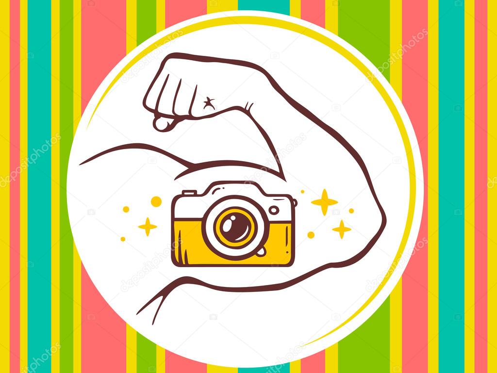 Hand with photo camera icon