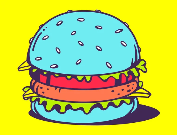 Grand hamburger bleu — Image vectorielle