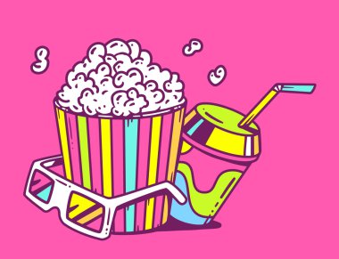 3D gözlük ile pop corn