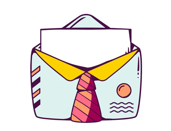 Open envelope with tie — Stock Vector